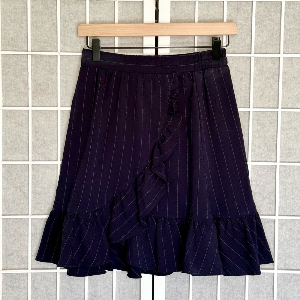 Ganni navy striped mini skirt